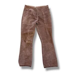 Vintage Brown Suede Crochet Trim Pants